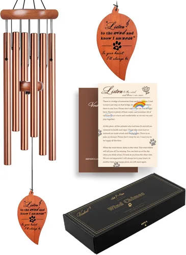 Vista 18 de VENBEEL Regalos conmemorativos para perros, campanillas de viento conmemorativas para mascotas de 28", regalo de condolencias por pérdida de perro