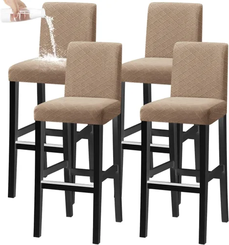 Vista 12 de Fundas para taburete de silla de bar, elásticas, extraíbles y lavables, para comedor giratorio corto (beige, juego de 2)