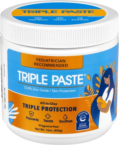Vista 9 de Triple Paste Crema para sarpullido de pañales para bebé y paquete de espátula para bebé - 8 oz de ungüento de óxido de zinc y tratamiento