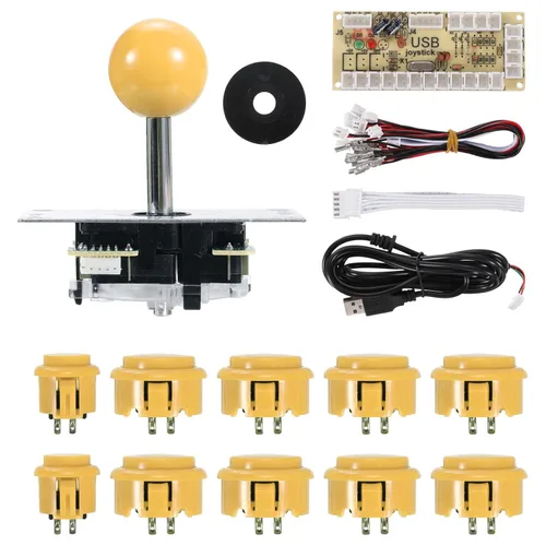 Vista 8 de MECCANIXITY PC Joystick DIY Kit Arcade Game Joystick DIY Parts Arcade Button ABS 5 Pin for PC Classic Arcade Black