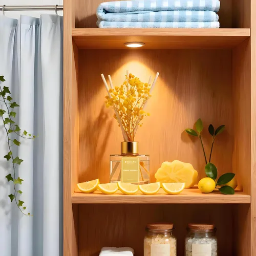 Vista 8 de Juego de difusor de varillas – 3.38 onzas líquidas de aceite perfumado de verbena de limón prémium con gipsófila preservada y algodón, 6 varillas