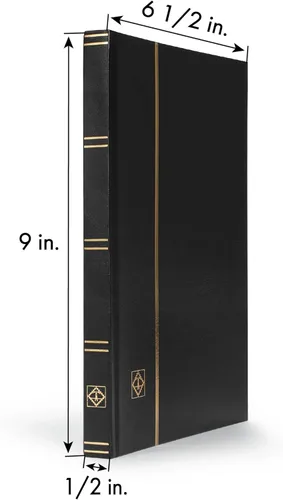 Vista 4 de LIGHTHOUSE - Libro de libros de tapa dura "BASIC" para sellos, 32 páginas de cartulina negra de 6 x 9 pulgadas (A5) con tiras transparentes