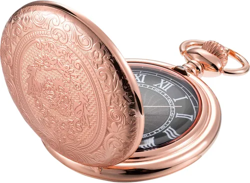 Vista 9 de Reloj de bolsillo de cuarzo para hombre con esfera negra y cadena