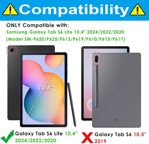 Vista 2 de DETUOSI Funda compatible con Samsung Galaxy Tab S6 Lite de 10.4 pulgadas 2024/2022/2020 con correa para el hombro, funda resistente a prueba de Negro