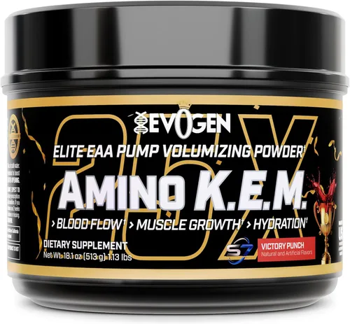 Vista 17 de Evogen Amino K.E.M. - Volumizador de Bomba en Polvo EAA y BCAA Suplemento de Aminoácidos BCAA para Flujo Sanguíneo, Crecimiento Muscular e