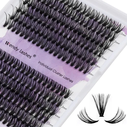 Vista 11 de Extensiones de pestañas individuales en racimo 10D/20D, racimos naturales mixtos C/D rizado 0.07mm negro mate suave 12-16mm de visón, para colocar