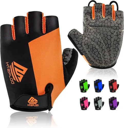 Guantes de bicicleta para hombres y mujeres con almohadilla antideslizante que absorbe los golpes, guantes de ciclismo ligeros de medio dedo