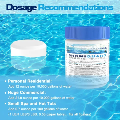 Vista 6 de Tabletas de Bromo para SPA Bañera de Hidromasaje 1lb 4lb 6lb Tabletas de 1 Pulgada Tabletas Bromantes Potenciador Elimina Bacterias Algas Sensación