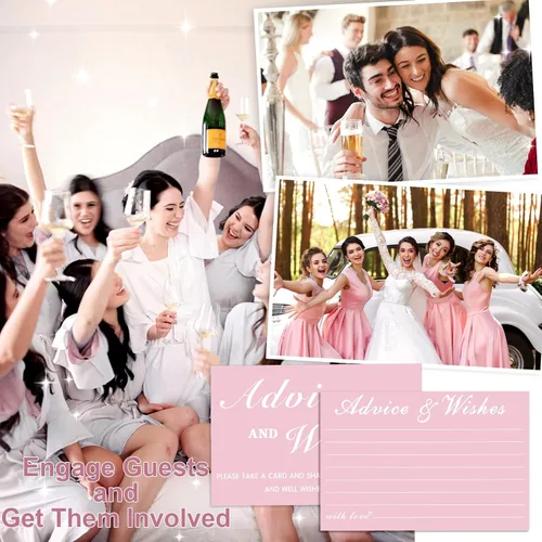 Vista 6 de Consejo y deseos para el señor y la señora, caja de 51 tarjetas de consejos de boda para decoraciones de despedida de soltera, juegos de despedida