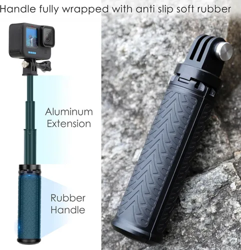 Vista 6 de Mini Trípode Selfie Stick para GoPro Hero 13 12 11 10 9 8, Mango Portátil Grip Cámara de Acción Selfie Stick para DJI Osmo Action 6/5 Pro/4/AKASO