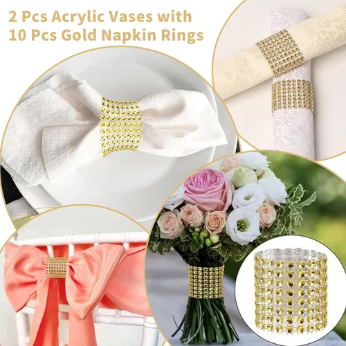 Vista 3 de 2 piezas de jarrones acrílicos transparentes para centros de mesa de boda, jarrones de flores de 23.62 pulgadas de alto, jarrones de centro de mesa