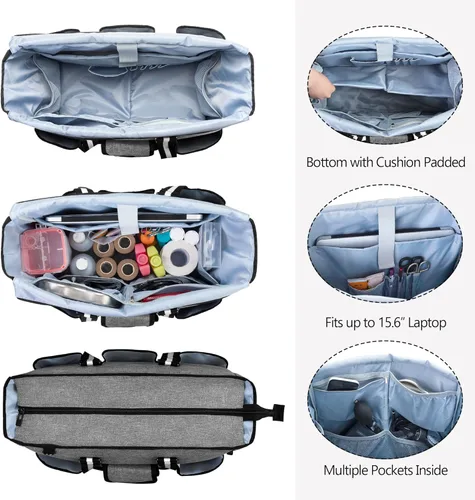 Vista 2 de CURMIO Nurse Tote Bag with Additional Bottom Support for Home Health Care, Clinical Bag for Nursing Students, Doctors, Medical Assistants