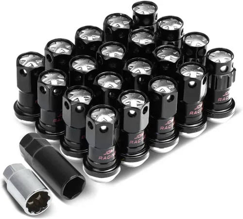 Vista 13 de DNA Motoring Tuercas de llanta de extremo cerrado M12x1.25, 16 tuercas hexagonales universales + 4 tuercas de bloqueo estriadas con llaves Negro
