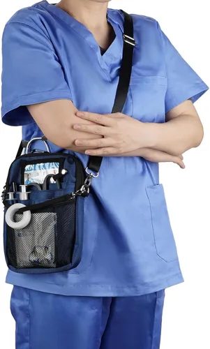 Vista 5 de Riñonera para enfermera con soporte para cinta, bolsa de bolsillo para equipo médico con múltiples compartimentos, bolsa organizadora de enfermería