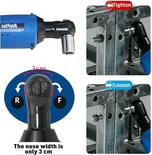 Vista 3 de AUTOFU Juego de llaves de trinquete eléctricas inalámbricas, kit de herramientas de trinquete de potencia de 3/8 de pulgada, 12 V, llave de tuerca