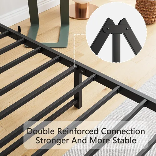 Vista 49 de BOFENG Base de cama de tamaño matrimonial con cabecera de almacenamiento, estación de carga USB, plataforma de metal resistente, marco de cama doble