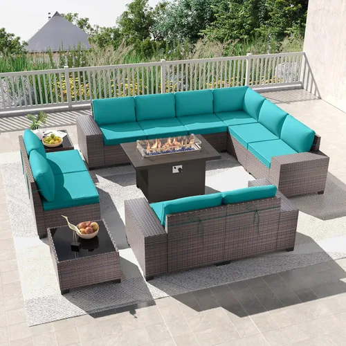 Vista 32 de Kullavik - Juego de muebles para exterior de 6 piezas con sofá modular de ratán de polietileno, color negro