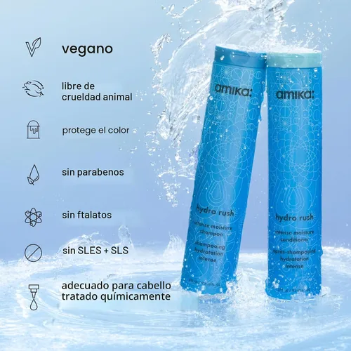 Vista 10 de amika hydro rush intense moisture shampoo with hyaluronic acid