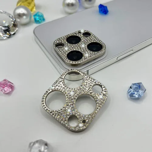 Vista 26 de Paquete de 2 protectores de lente de cámara con purpurina para iPhone 11/iPhone 12 Mini, protector de metal con diamantes brillantes para lente