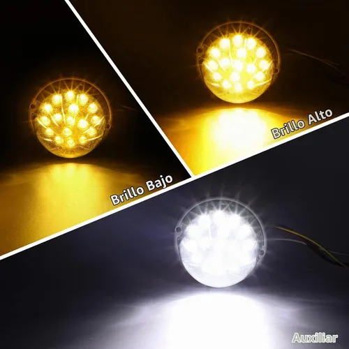 Vista 3 de Partsam 1 luz de sandía de doble revolución, ámbar 17 luces LED intermitente/marcador a luz auxiliar azul, luces subterráneas compatibles con ámbar