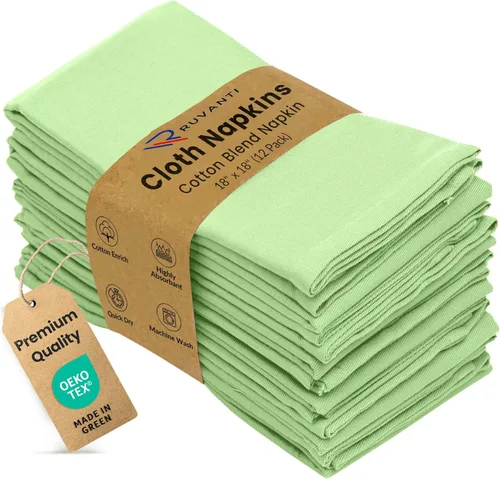 Vista 28 de Ruvanti - Juego de 4 servilletas de tela de 45x45 centímetros, lavables, suaves, duraderas, absorbentes, mezcla de algodón. Servilletas de mesa