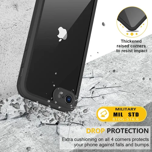 Vista 5 de Miracase Funda para iPhone SE de 3ª/2ª generación 2022 2020 de cuerpo completo con protector de pantalla de vidrio integrado, resistente protección