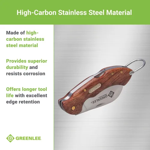Vista 6 de Greenlee 0652-26 Cuchillo plegable, hoja de coping, 3-1/4 pulgadas, rojo