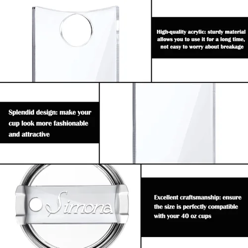 Vista 3 de Vodolo Placa de identificación para vasos Stanley de 40 onzas, 12 unidades de placa acrílica personalizada con nombre en blanco compatible