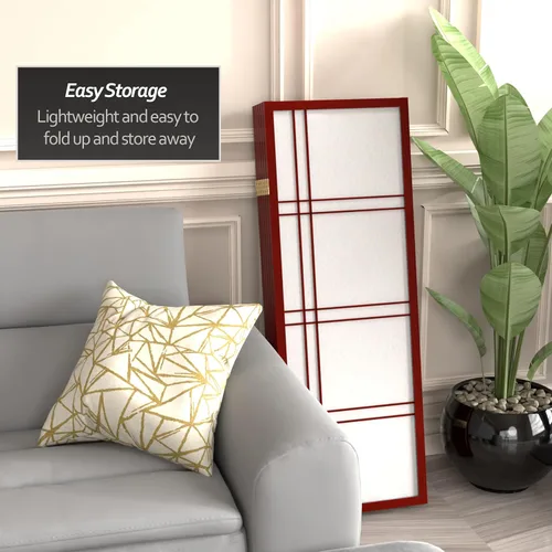 Vista 91 de Pantalla Shoji corta de doble cruz de 4 pies - Negro - 6 paneles