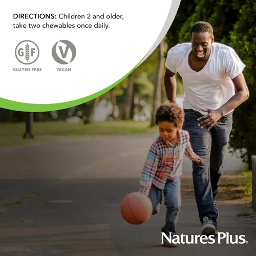 Vista 6 de Natures Plus Animal Parade - Multivitamínico masticable para niños, 180 tabletas en forma de animal, paquete de 2, sabores surtidos naturales