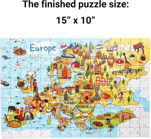 Vista 3 de Rompecabezas de madera de mapa de Europa de 152 piezas, 10 x 15 pulgadas