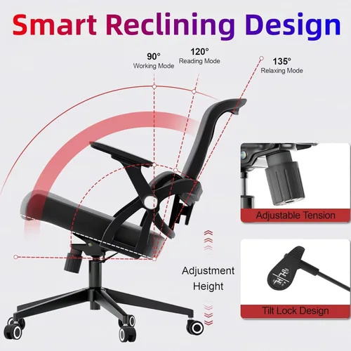 Vista 6 de Ergonomic Office Chair - 350LB Comfy Desk Chairs with Adjustable Lumbar Back and Support, Mesh Computer Chairs with Wheels and Arms for Home Office