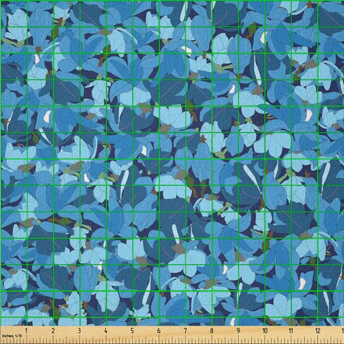 Vista 43 de Ambesonne Ivy Leaves Fabric by The Yard, Contemporary Design of Fantasy Themed Dreamy Leafy Pattern on Dark Back, Microfiber Fabric for Arts and