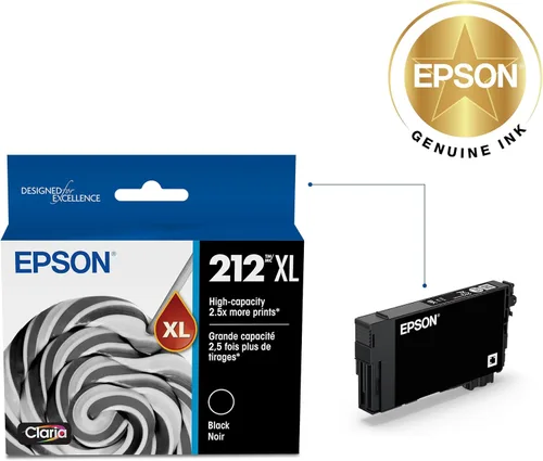 Vista 2 de Epson 212 Claria Ink Cartucho negro de alta capacidad (T212XL120-S) funciona con Workforce WF-2830, 2850 y Expression XP-4100, 4105 (paquete de 2)