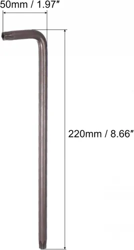 Vista 2 de uxcell T50 Anti manipulación Torx Star Key Bit Llave, forma de L brazo largo de 8.66 pulgadas, acero S2