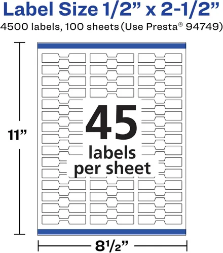 Vista 5 de Avery Etiquetas de barra impermeables duraderas, tecnología Sure Feed, 1/2" x 2-1/2", 4,500 en total, resistente al aceite y al desgarro