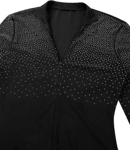 Vista 6 de Camiseta de baile de tango latino con diamantes de imitación brillantes para hombre