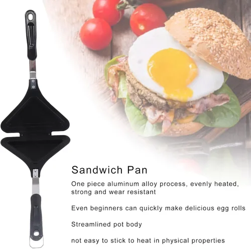 Vista 3 de Sartén doble de aleación de aluminio antiadherente de doble cara para hacer sándwiches para panqueques para sándwiches, panqueques para el hogar