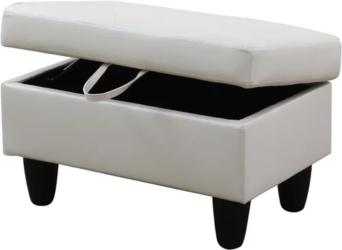 Vista 5 de Reposapiés rectangular de piel sintética con almacenamiento para sala de estar y dormitorio (negro)