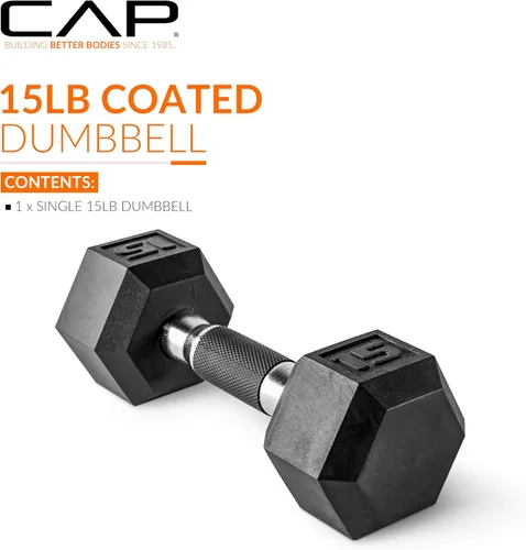 Vista 2 de CAP Barbell Peso de la mancuerna hexagonal recubierta, individual, 10-120 libras, múltiples opciones