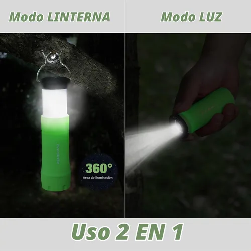 Vista 3 de EverBrite Mini Linternas y Faroles 2 en 1, Combo de Linterna con Zoom con 3 Modos, Artículos Esenciales para Acampar, Farol de 2 Piezas a Batería