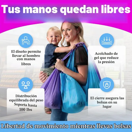 Vista 4 de Click & Carry Almacenamiento y organización de la cocina, organizador de bolsas de plástico y soporte para compras fáciles, Shark Tank, asa