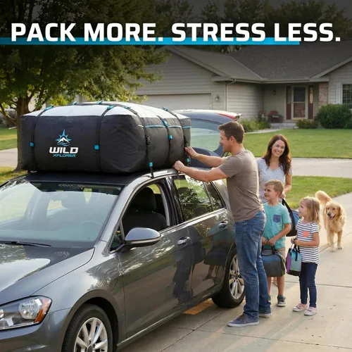 Vista 2 de Portaequipajes para techo – 15 pies cúbicos de largo, impermeable suave cubierta para techo de coche, bolsa de carga resistente con ganchos