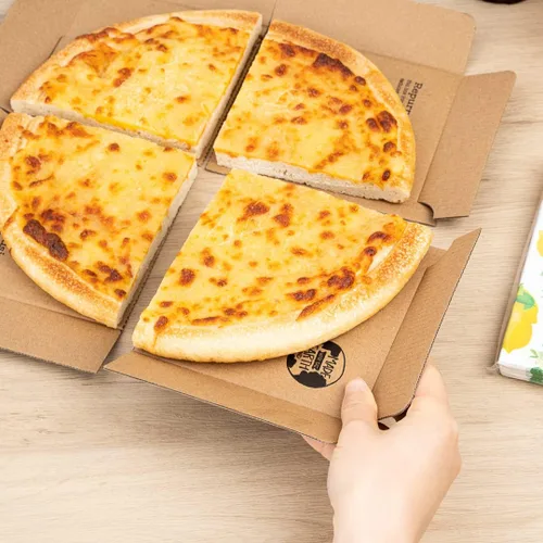 Vista 6 de Restaurantware Eco Pie - Cajas de pizza de 10.6 x 10.6 x 1.7 pulgadas, 50 cajas de entrega de pizza corrugada, reutilizables como platos, cajas