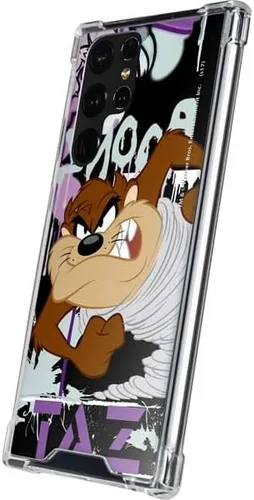 Vista 2 de Skinit Funda transparente compatible con Galaxy S22 Ultra, con licencia oficial de Looney Tunes Splatter Paint Tasmanian Devil Design
