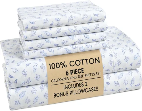 Vista 116 de Casa Platino Juego de sábanas Twin – Sábanas Twin 100% algodón con 2 fundas de almohada, sensación ligera y ajuste seguro, tejido percal crujiente