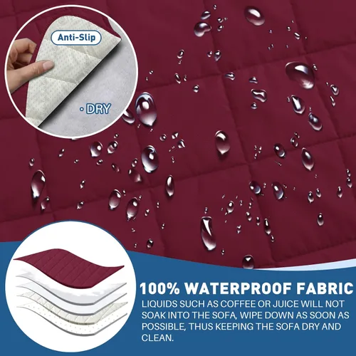 Vista 54 de MAXIJIN Fundas impermeables para sofá de 3 cojines, aptas para mascotas, fundas acolchadas para sofá de 69 pulgadas, lavables, protector de sofá