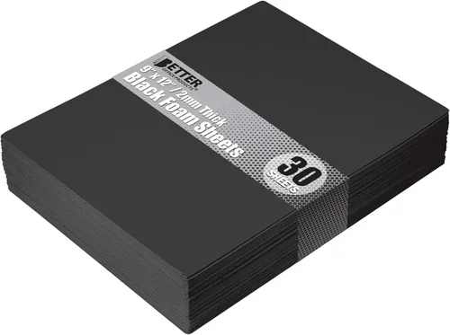 Better Office Products Black EVA Foam Sheets, 30 Pack, 2mm Thick, 9 x 12 Inch, Black Color, for Arts and Crafts, 30 Sheets Bulk Pack