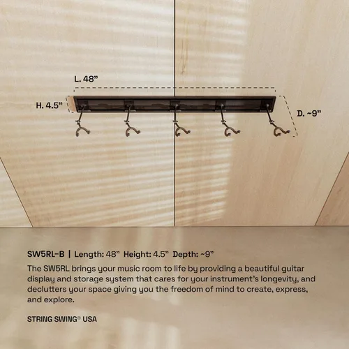 Vista 7 de String Swing Estante de pared para guitarra, soporte de pared para guitarra múltiple, organizador de guitarra para guitarras acústicas y eléctricas