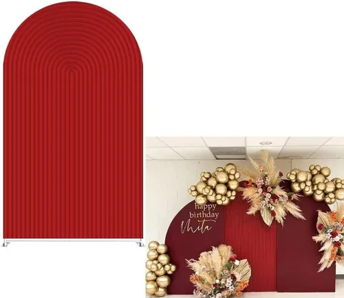 Vista 11 de Cubiertas de fondo de arco onduladas azules de 4 x 7 pies, cubiertas de paneles arqueados para bodas, fiestas de cumpleaños, decoración